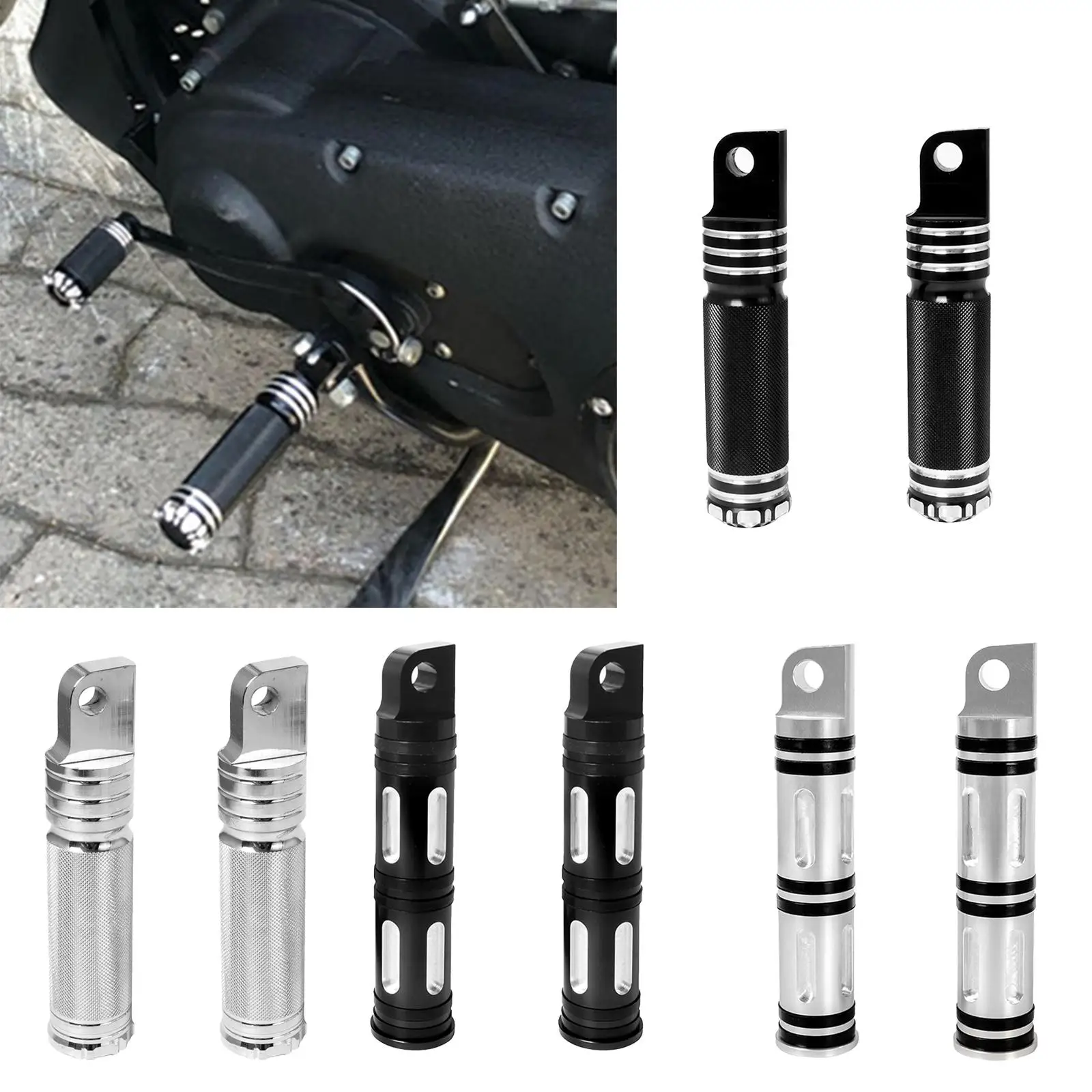 2Pcs Motorcycle Rear Foot Pegs Rest Pedals for  Street