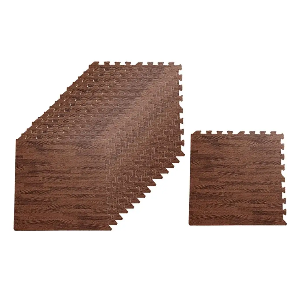 16 Pieces Interlocking Floor Mat EVA Foam Tiles Wood Grain Gym Exercise