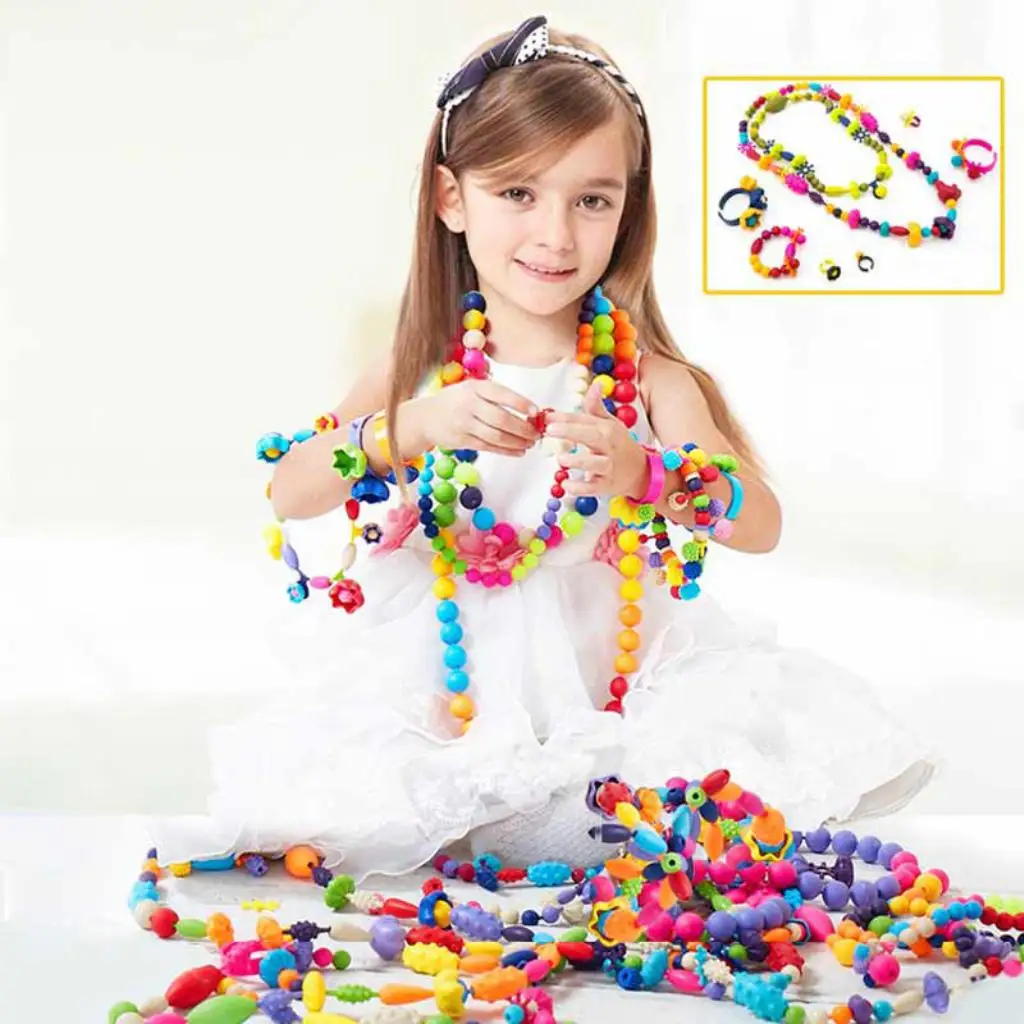 300pcs   Snap Beads with Carry Case, Jewelry Making Kit & Beading Toy Supplies