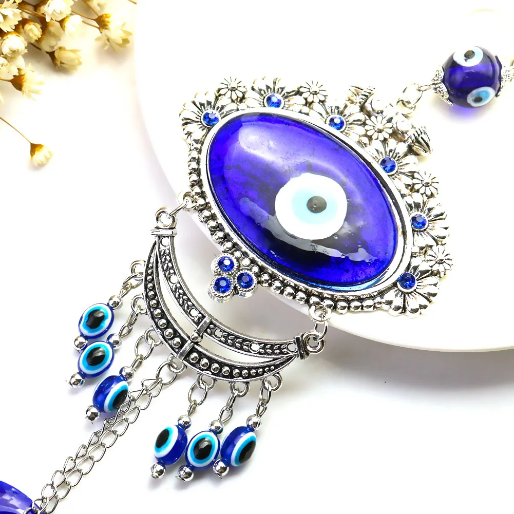 1 Stück Türkisches Böses-Auge-Perlen-Wandbehang, Balkondekoration, glasierte Legierung, blaues Auge, Auto, Zuhause, Innenbereich, Glücksbringer, Accessoires, Geschenk – Detail 3