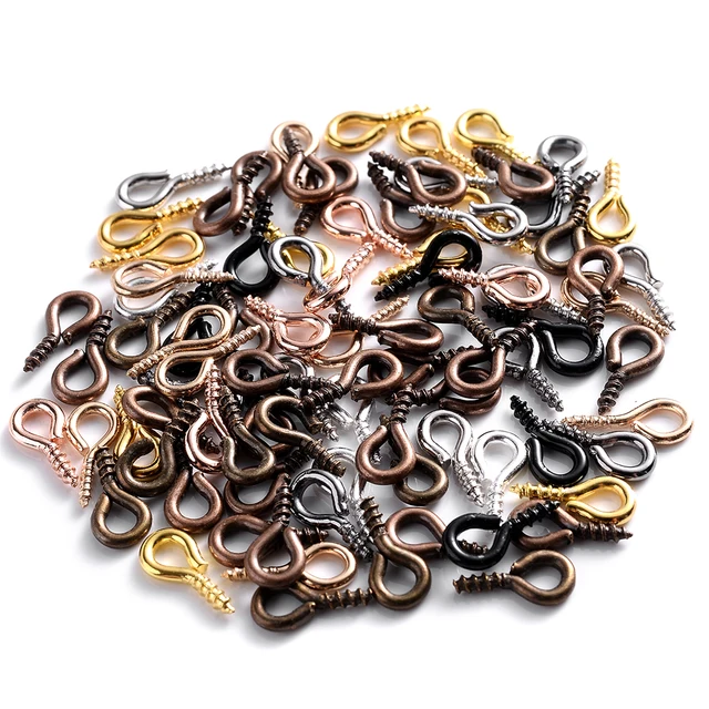 Ganchos pequeños de Metal para hacer joyas, ojales, tornillos