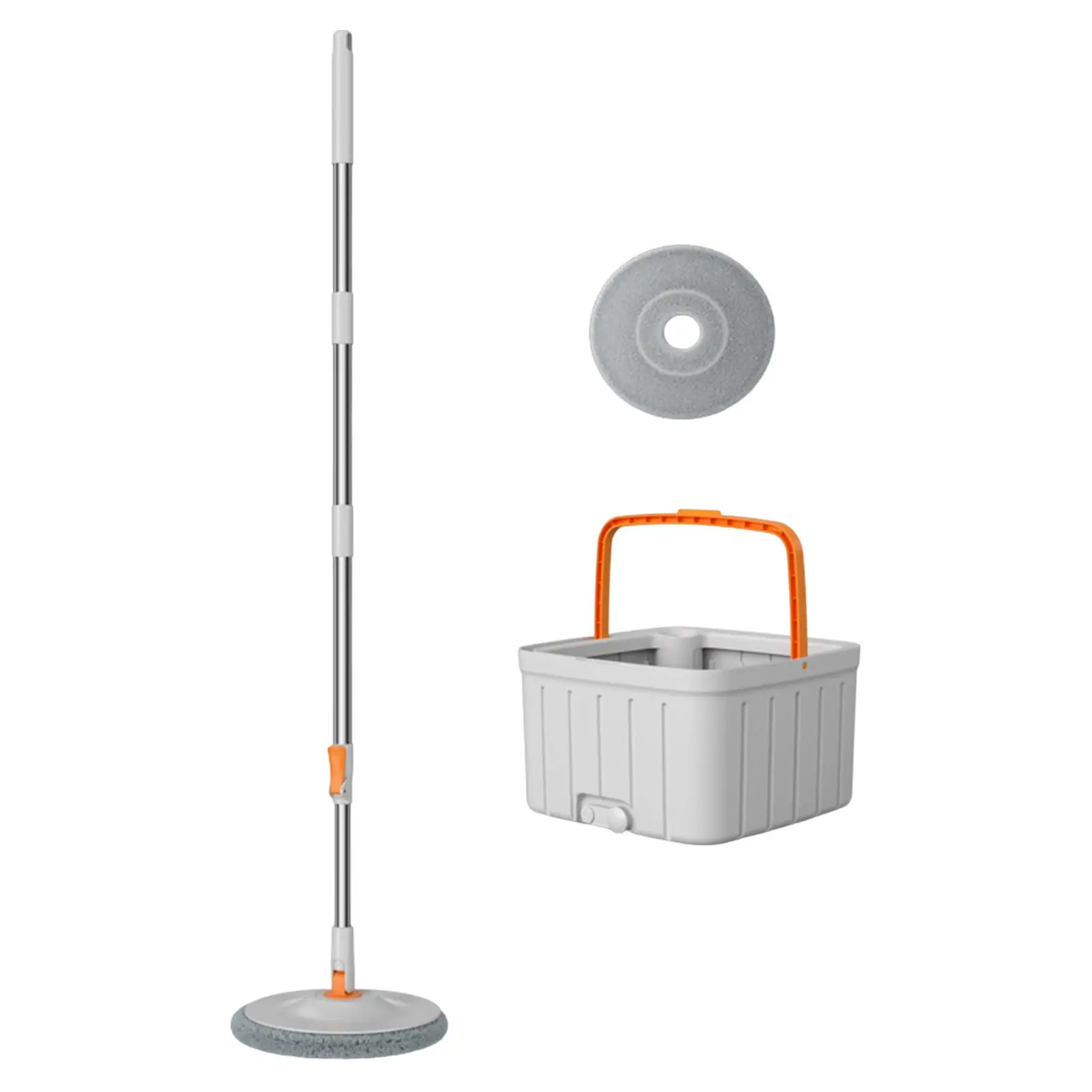 Round Flat Floor Mop Bucket Set Floor Cleaning system with Thick Microfiber Mop Pad