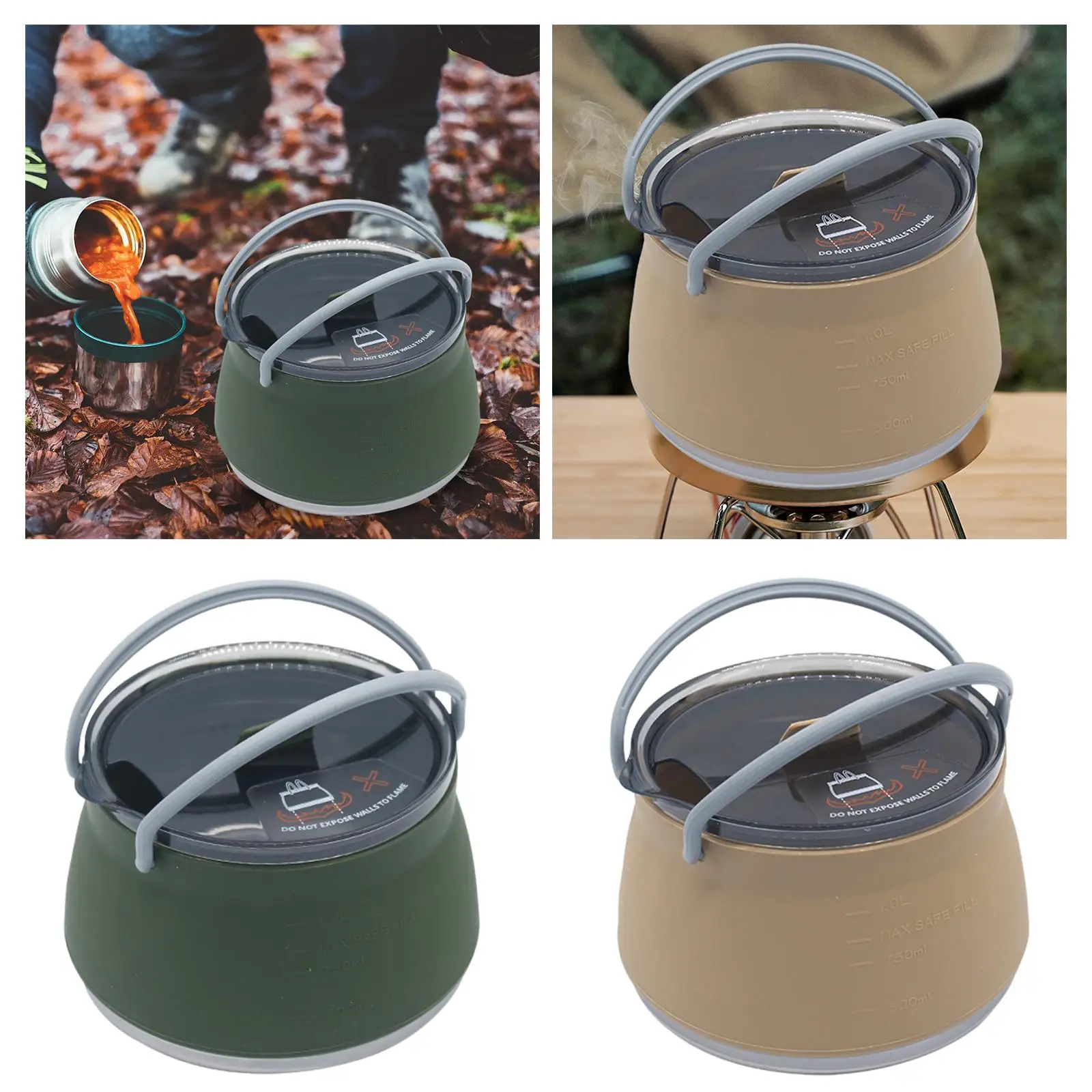 Compact Collapsible Cooking Pot Foldable Kettle Gas Teapot Cookware