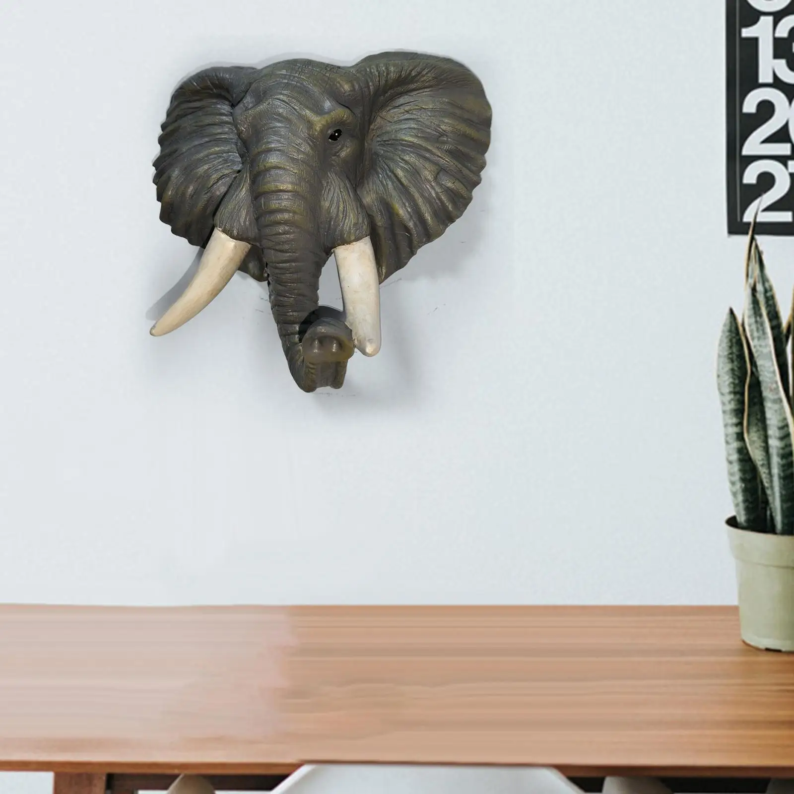 Polyresin Elephant Wall Sculpture Decor Stylish Addition to Any Room Durable