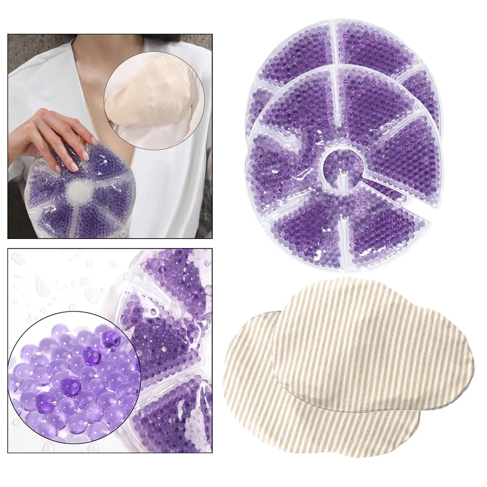 2x Breast Ice Packs Pumping Freezing Warm Compress Breastfeeding Portable Hot Cold Breast Gel Bead Packs Gel Breastfeeding Pad