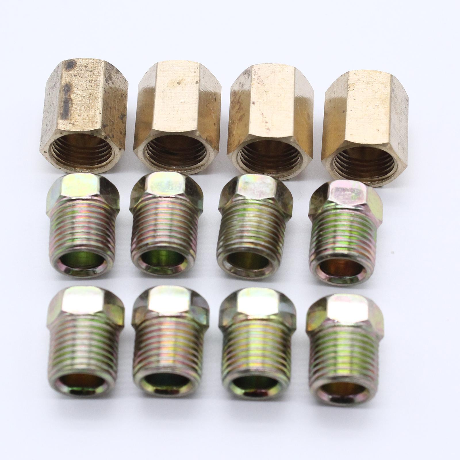 1/4 inch Brake Line Connector Fittings Brass Unions 7/16-24 Inverted Motors Parts