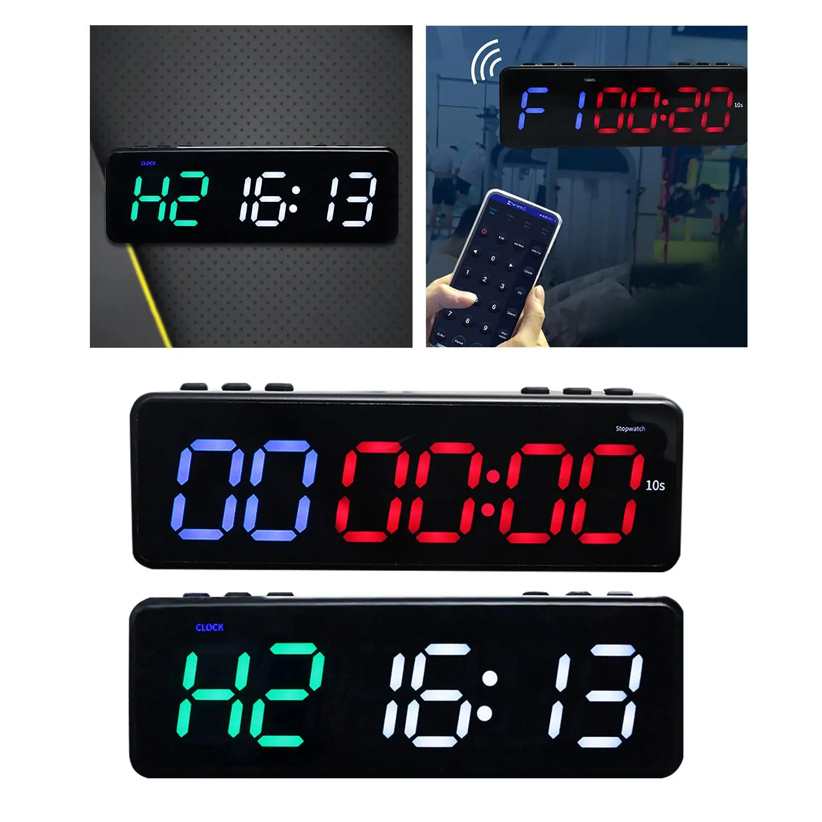 Gym Timer Bluetooth App-Controlled LED Programmable Protable Fitness Timer Clock Stopwatch Interval Workout Clock for Home Gym