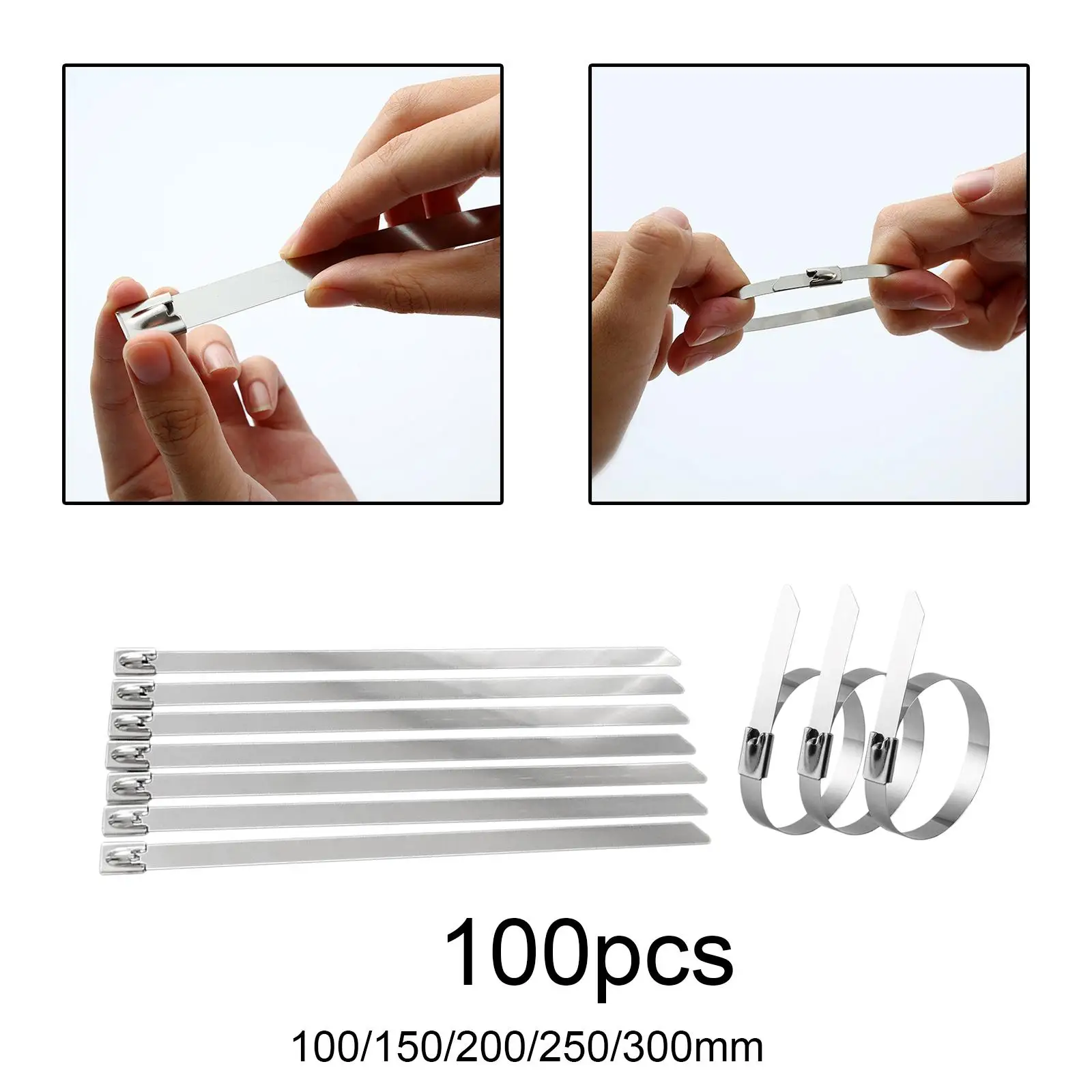 100 Pieces Stainless Steel Cable Tie Portable Multifunction Rustproof Reusable for School Computer Hunting Household Accessories