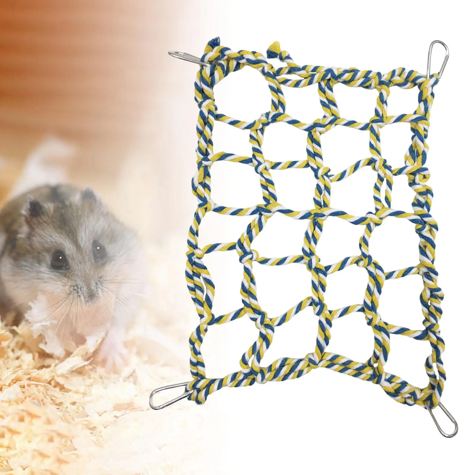 Hamster Hammock rope Hanging Hammock for Cage Ladder Hanging Toys with 4 Hooks Hanging Climbing Net for Cockatiel Small Bird
