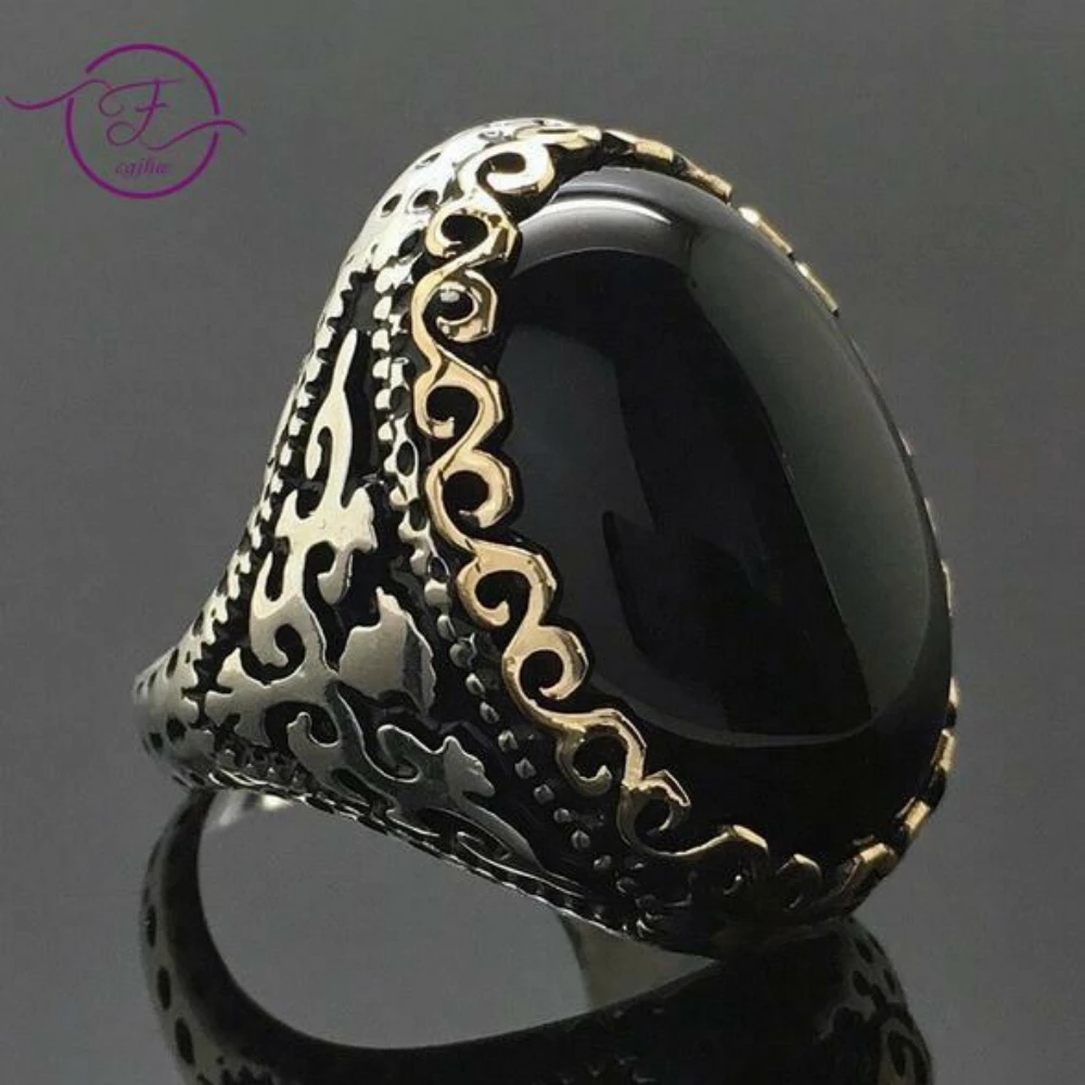ANTIQUE VICTORIAN STYLE SIM ONYX 925 STERLING SILVER MERMAID RING SIZE 7 #579 