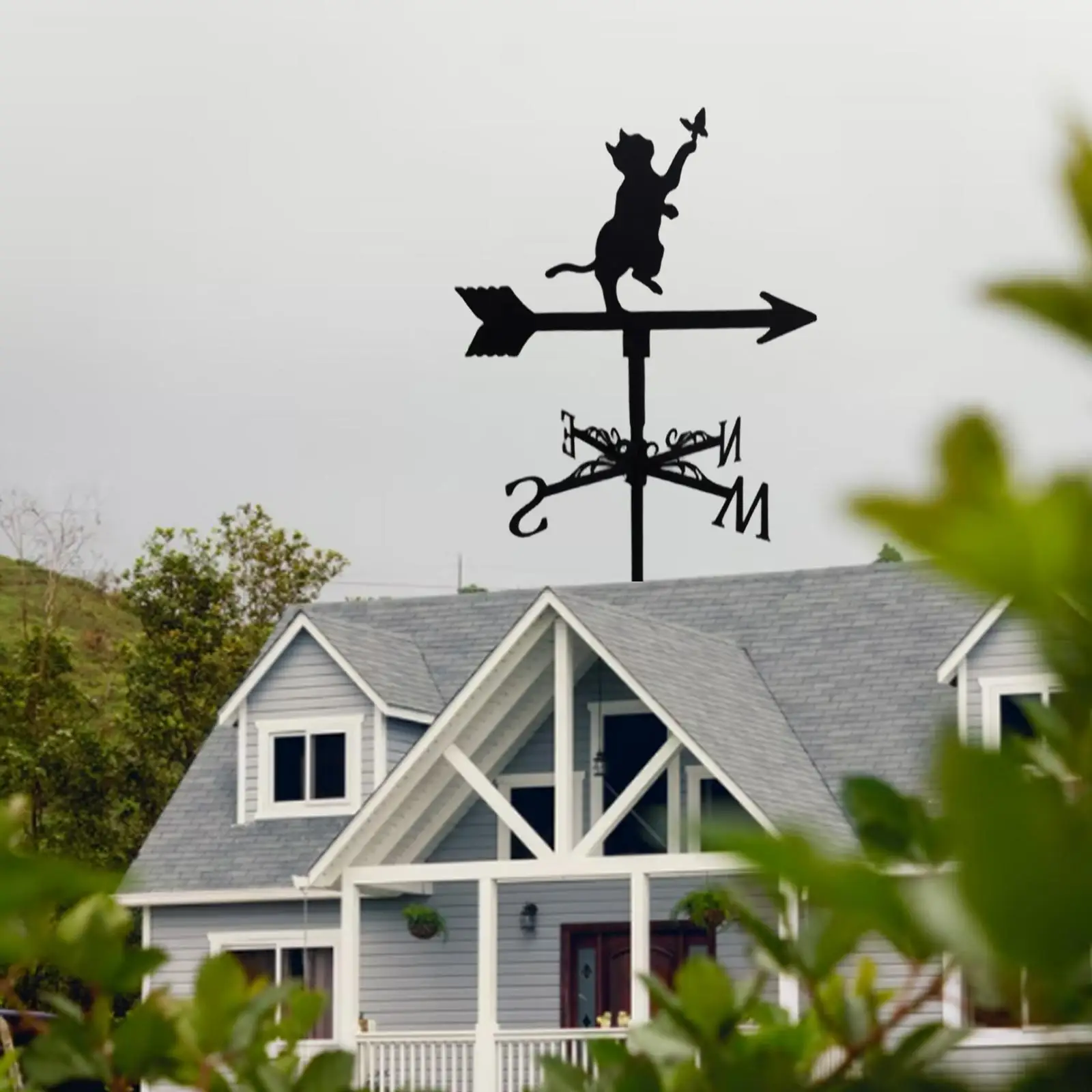 Roof Weather Vane Garden Farm Wind Direction Indicator Stainless Steel Scene Measuring Tool Garden Yard Decoration