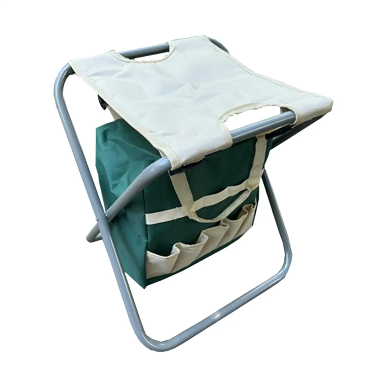 Garden Folding Stool with Tool Tote Folding Camping Stool for Lawn Courtyard