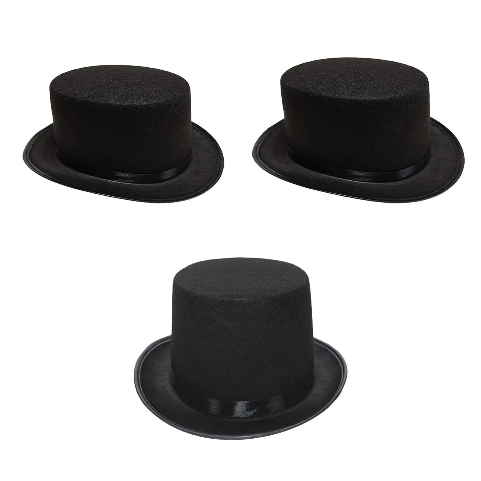 Felt Top Hat with Satin Band Dress up Fedora Hat Jazz Hat Magician Hat for Cosplay Masquerade Festival Themed Parties Carnival