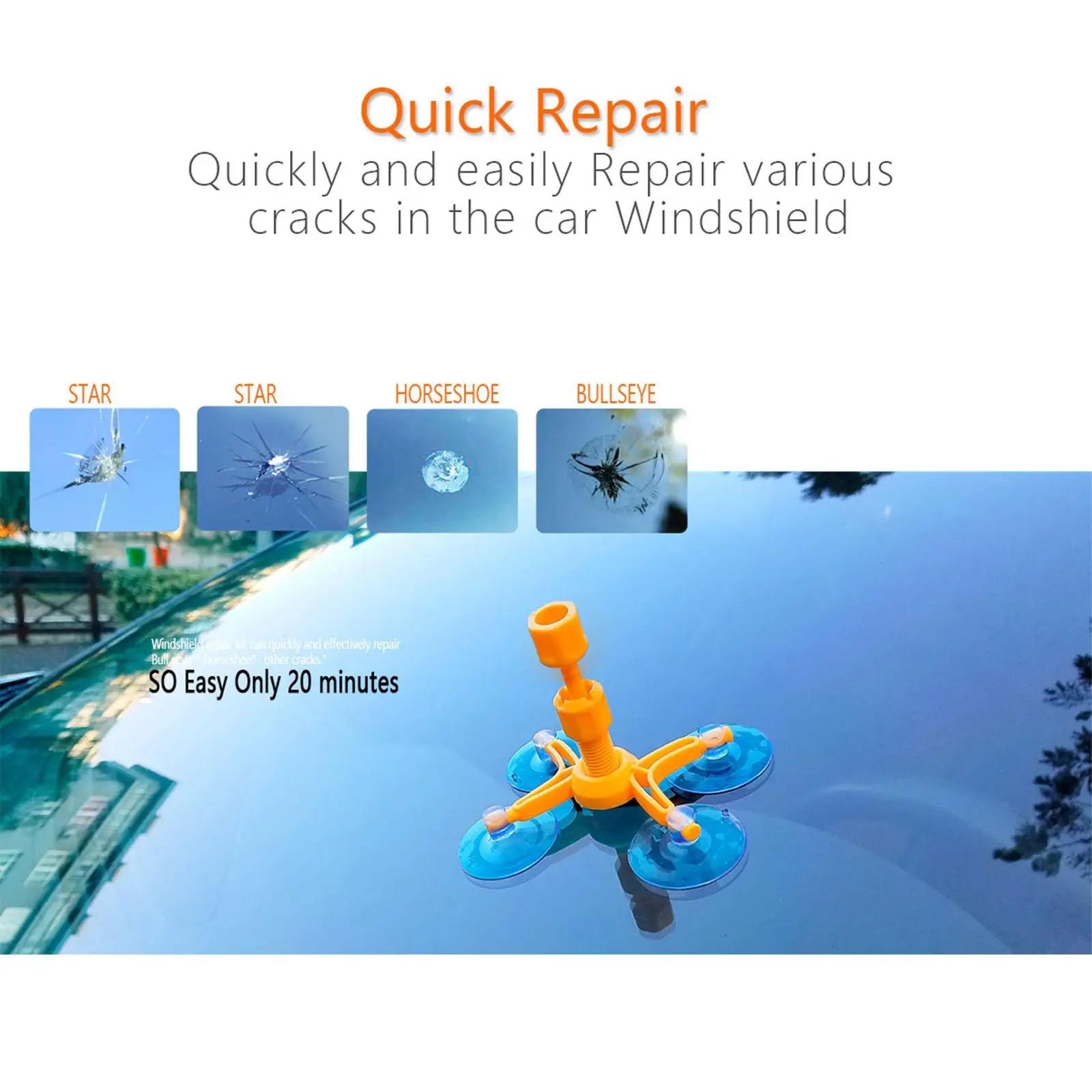 Car Windshield  Repairing Kit, , Shear Strength Can  to 20PA DIY for Chips and  to Operate Windscreen Chip Repair Tool