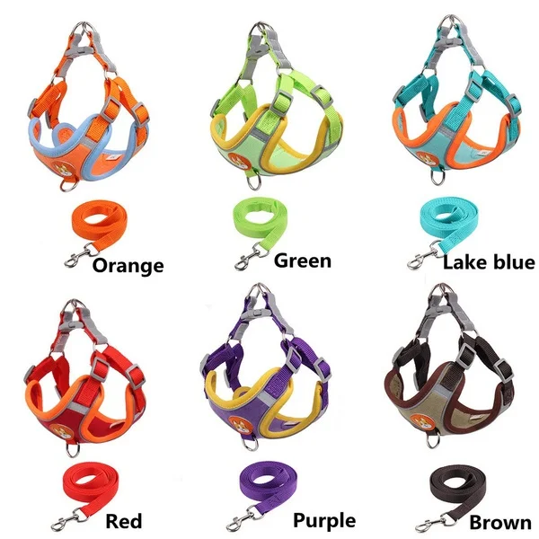 New Pet Harness and Leash Set Training Walking Leads for Small Cats Dogs Harness Collar Adjustable Leashes Set