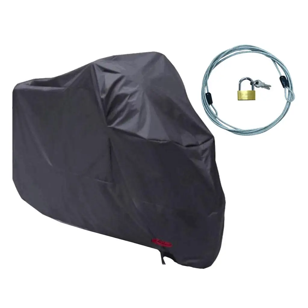 1 Set Waterproof Motorcycle Cover Dust Scooter Protector Black w/ Cover Lock
