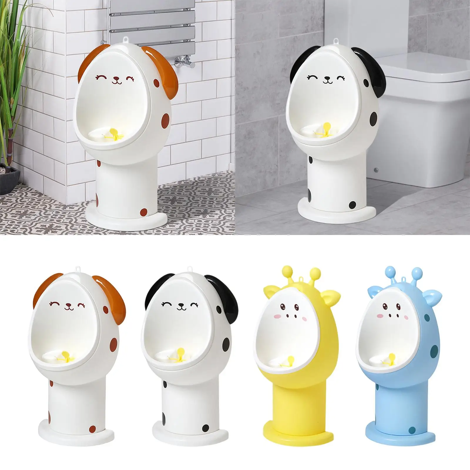 Cartoon Animal Pee Potty Training Urinal Boy Standing Urinal Sturdy for Kids 1 to 6 Years Old Adjustable Height 3 Levels Lovely