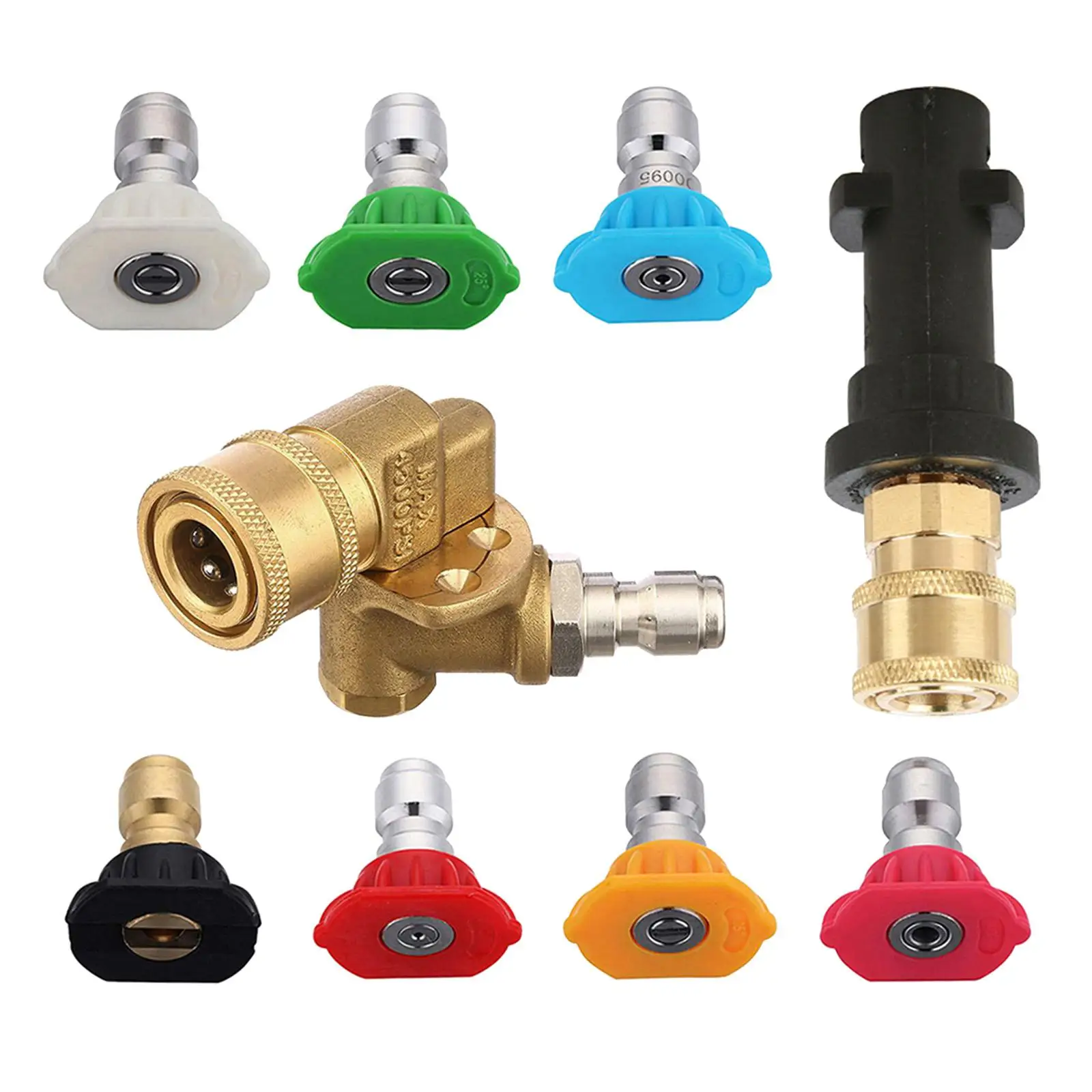 Adjustable Pressure Washing Adapter 1/4inch Quick Connector Nozzles 5 Angles