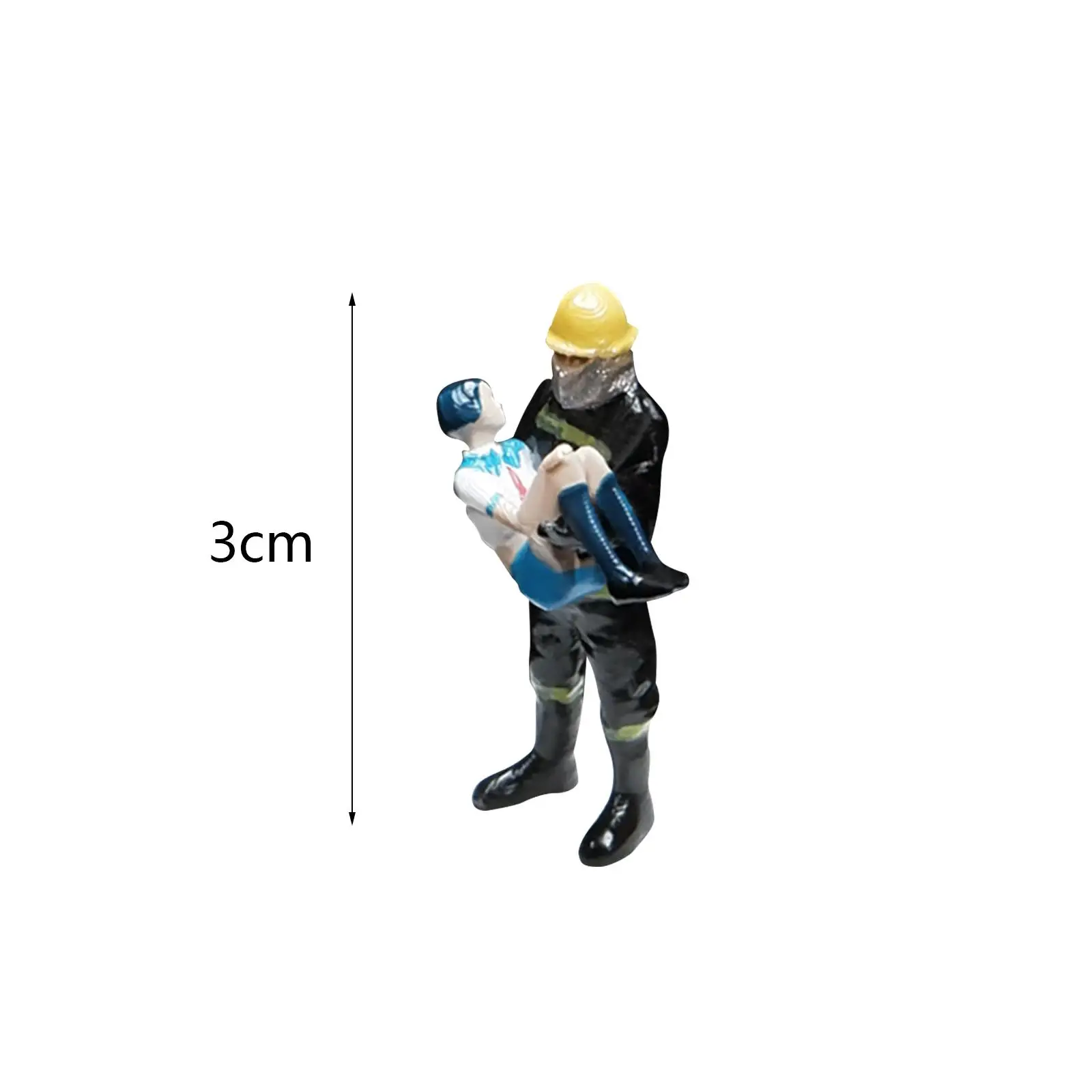 3cm People Figurines Simulation Miniature Toy Fireman Action Figure Firefighter Dollhouse Play Figure for Role Play Dollhouse