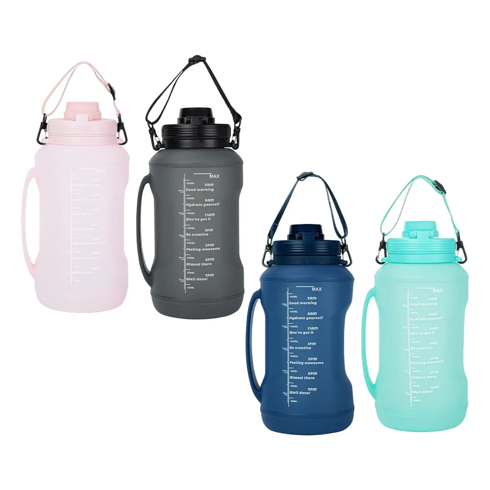 Water Bottle Water Jug with Time Marker with Handle Reusable Large Bottle Cup for Fishing Workouts Fitness Camping