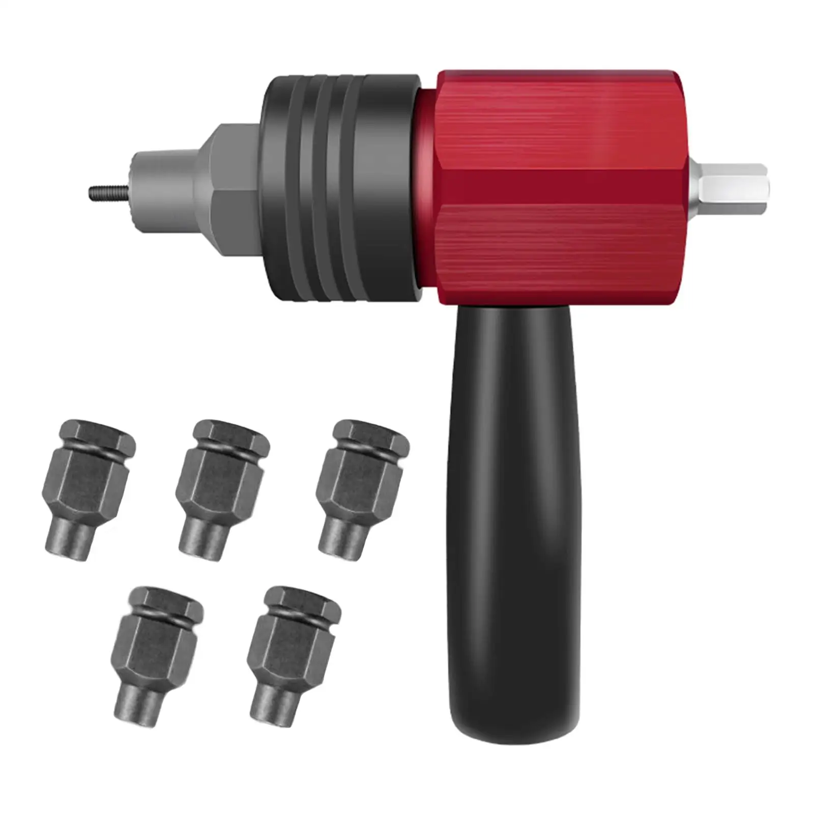 Electric Rivet Gun Adapter Non-Slip Handle Automatic Insert Threaded Hand Tools Compact Rivet Nut Drill Adapter for Home Outdoor