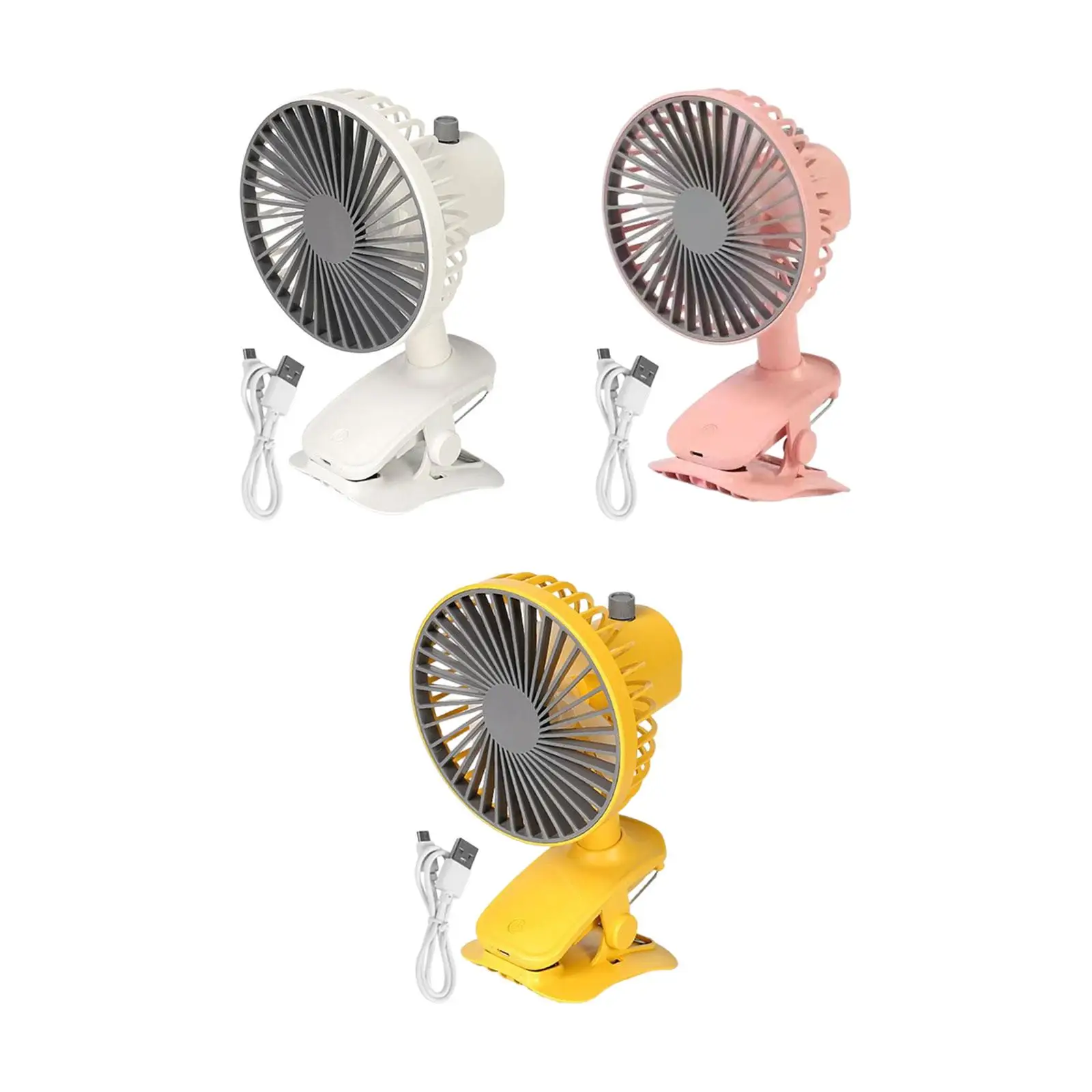 Clip On Fan Rechargeable 3 Speeds Quiet 90° Auto Oscillating Fan USB Desk Fan Personal Cooling Fan for Dorm Home Travel