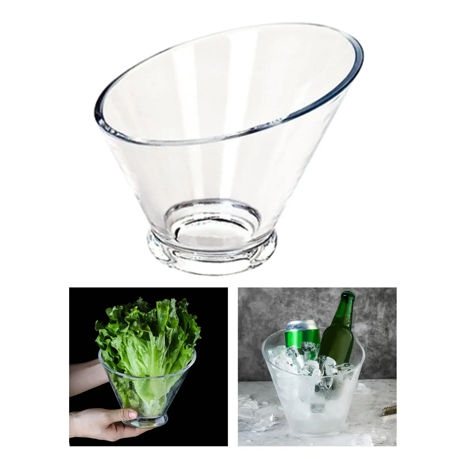 Acrylic Salad Bowl  Break-Resistant Angled for Popcorn Salad Dessert