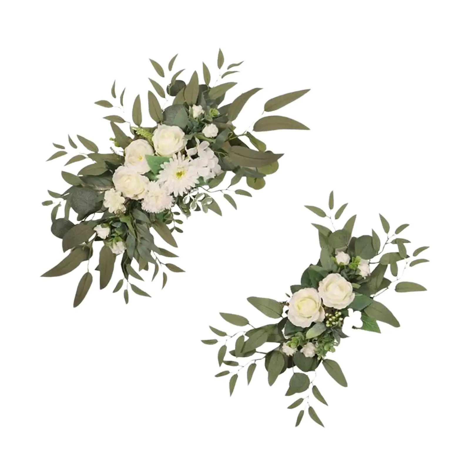 2 Pieces Artificial Wedding Arch Flowers Elegant Weddings Decorative Floral Swag for Front Door Ceremony Decor