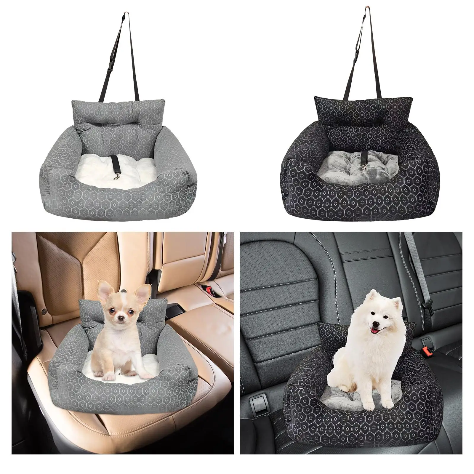 Dog Booster Seat Nest with Clip on Leash Car Transport Comfortable Dog Car Seat Kennel for Medium Dogs Puppy Supplies