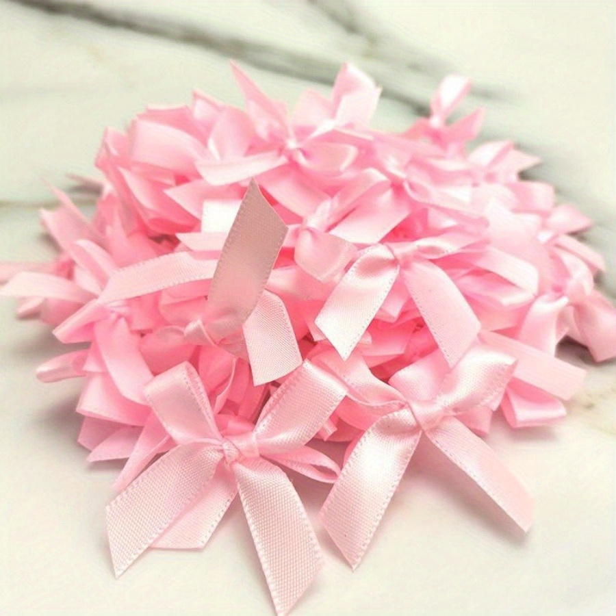 100 Stück/Packung frische rosa Schleifen, kleine Größe, Satinband, Schleife, Blumenhandwerk, Dekoration, Handarbeit, DIY-Party-Dekoration – Detail 3
