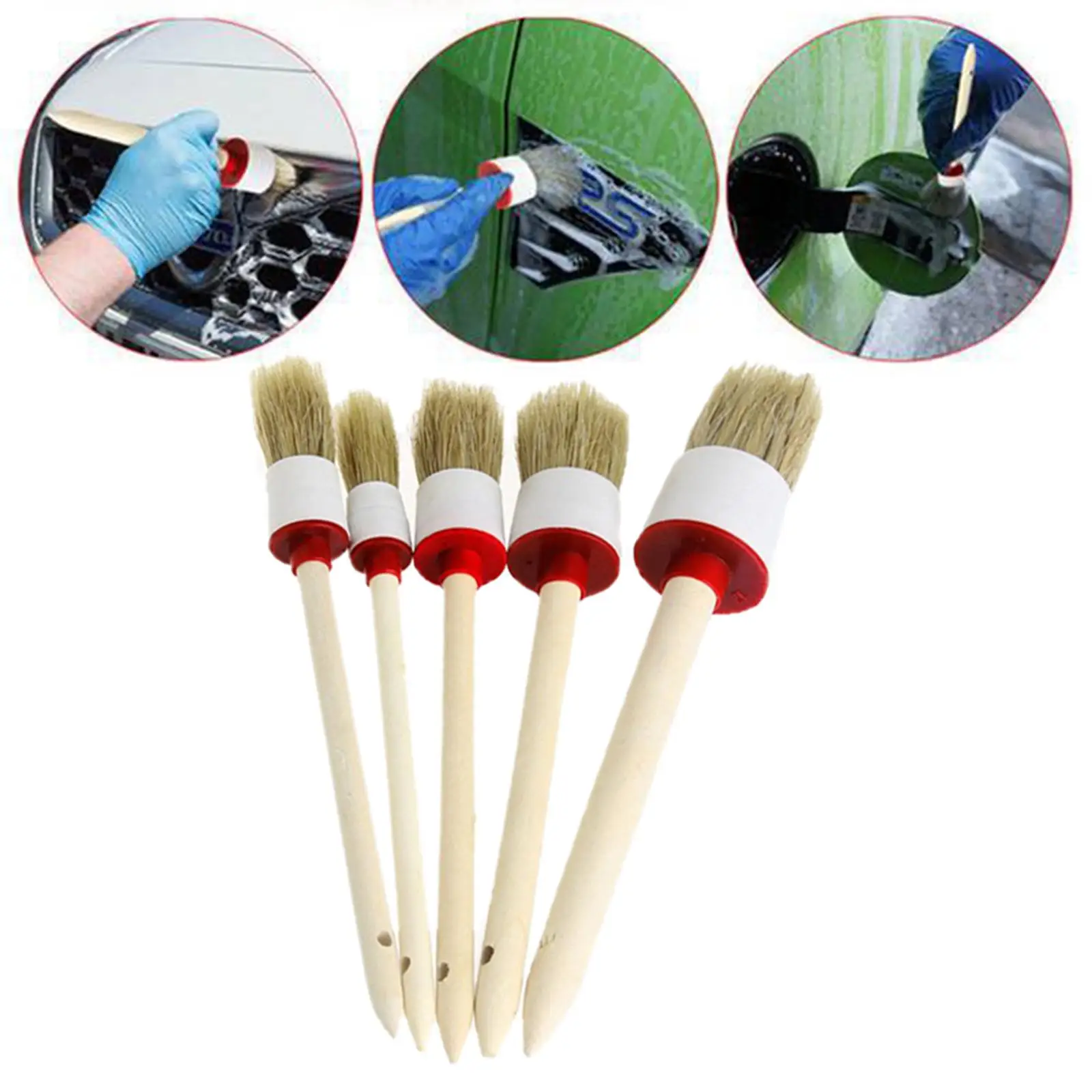 5Pcs Hangable Car Soft Bristle Detailing Brush Set for Exterior Interior