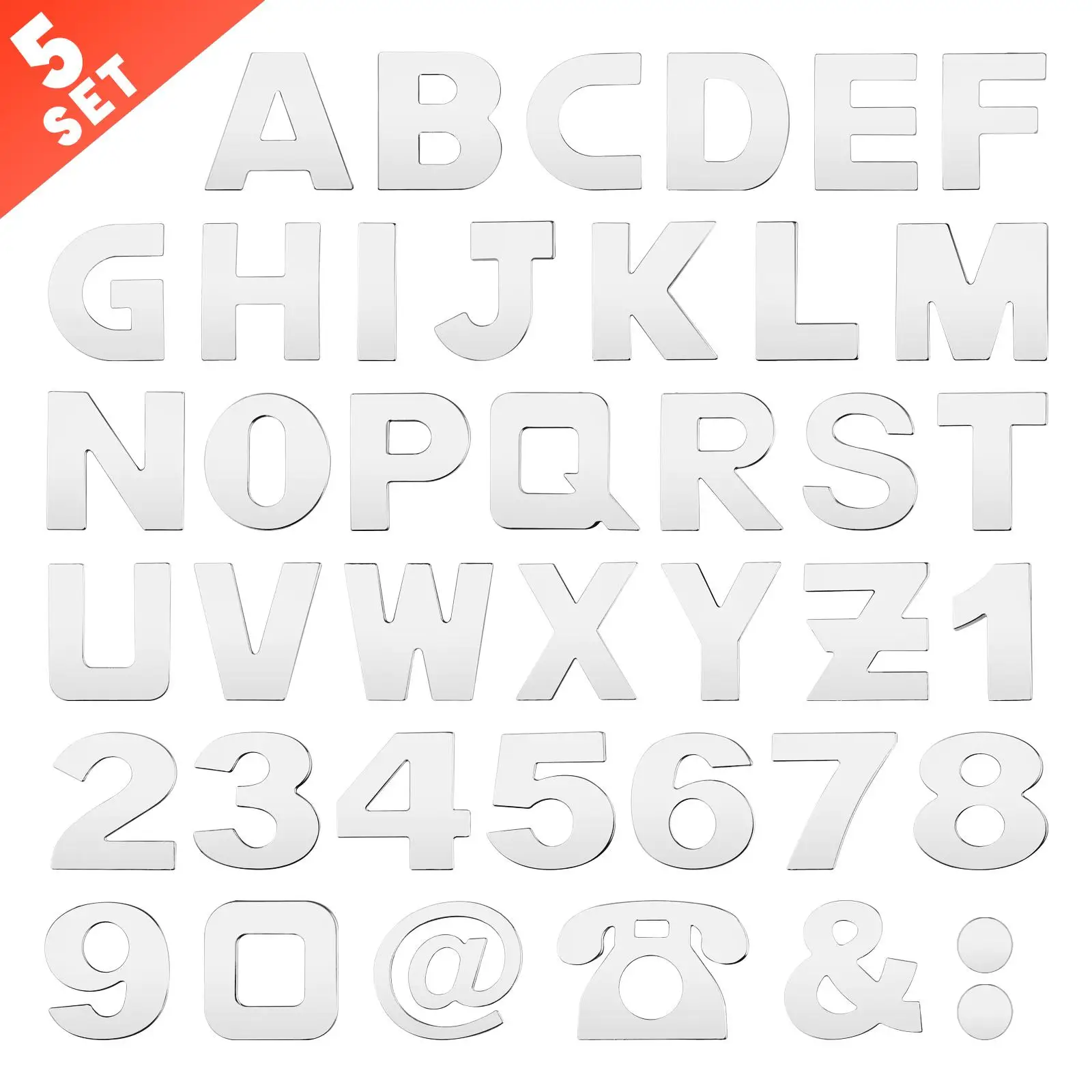 200Pcs  Sticker Chrome Letters and Number for Motorcycles