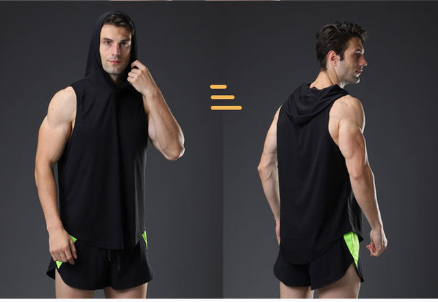 Men's Casual Fitness Hooded Double Zipper Tank Tops Bodybuilding Gym  Clothing Men Fitness Muscle Sleeveless Vest Top Ropa Hombre