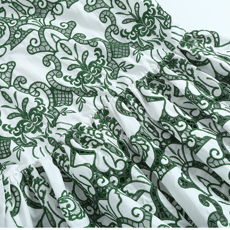 Teelynn Vintage Baumwolle Blumen stickerei Maxi kleider für Frauen sexy tiefe V-Ausschnitt rücken freie Rüschen Kleider Party lange Vestidos – Detail 12