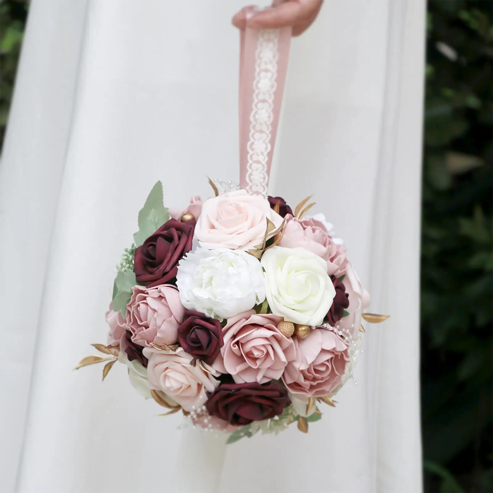 Bridal Bouquet Silk Flower Bridesmaid Holding Flowers Rustic for Church Ceremony