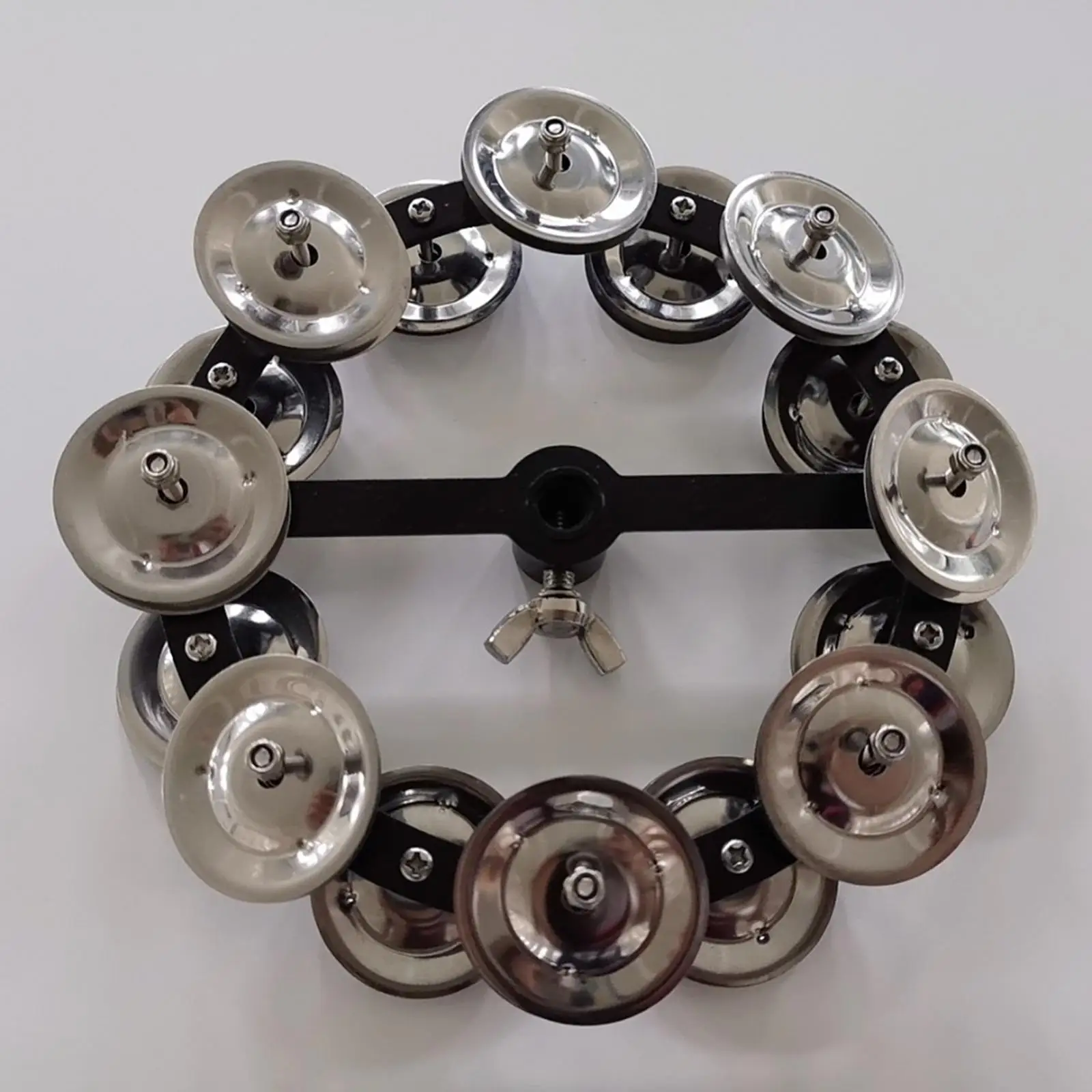 Musical Hi Hat Tambourine Hand Held Percussion with Double Row Instrument Music