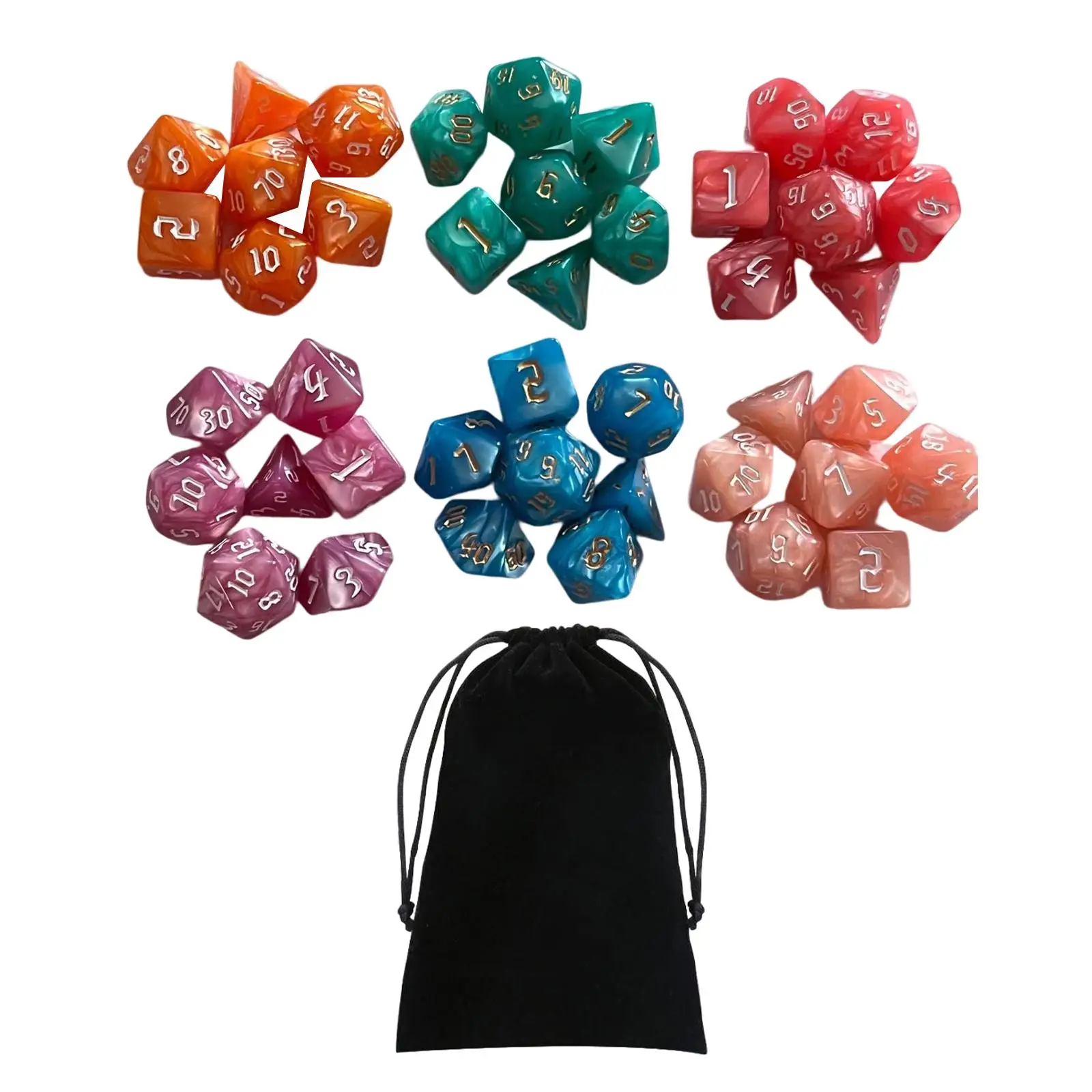 42x Polyhedral Dices Colored Party Favors Rolling Dices Game Dices for KTV