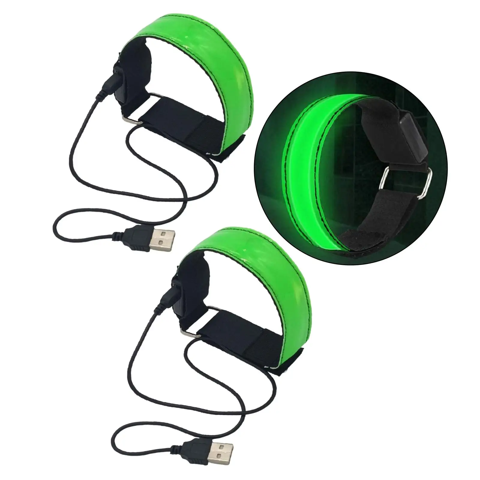 2Pcs USB Rechargeable LED Armbands High Visibility Arm Bands Runners Accessories