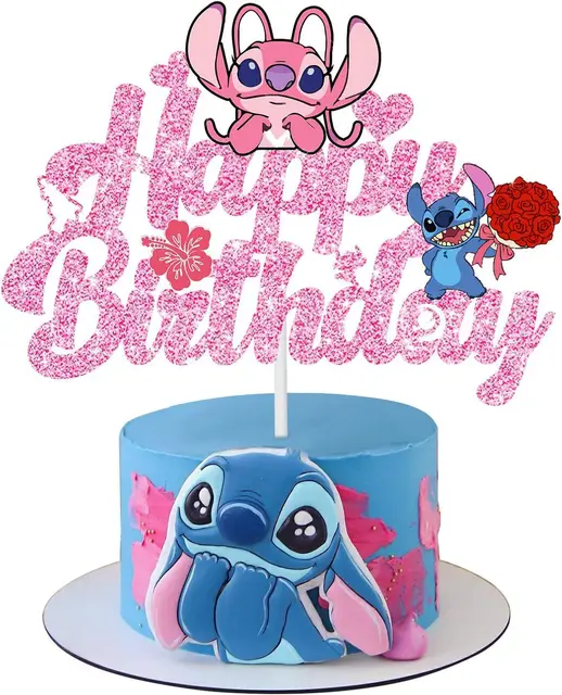 Lahe Stitch Décoration de gâteau - Motif : dessin animé bleu