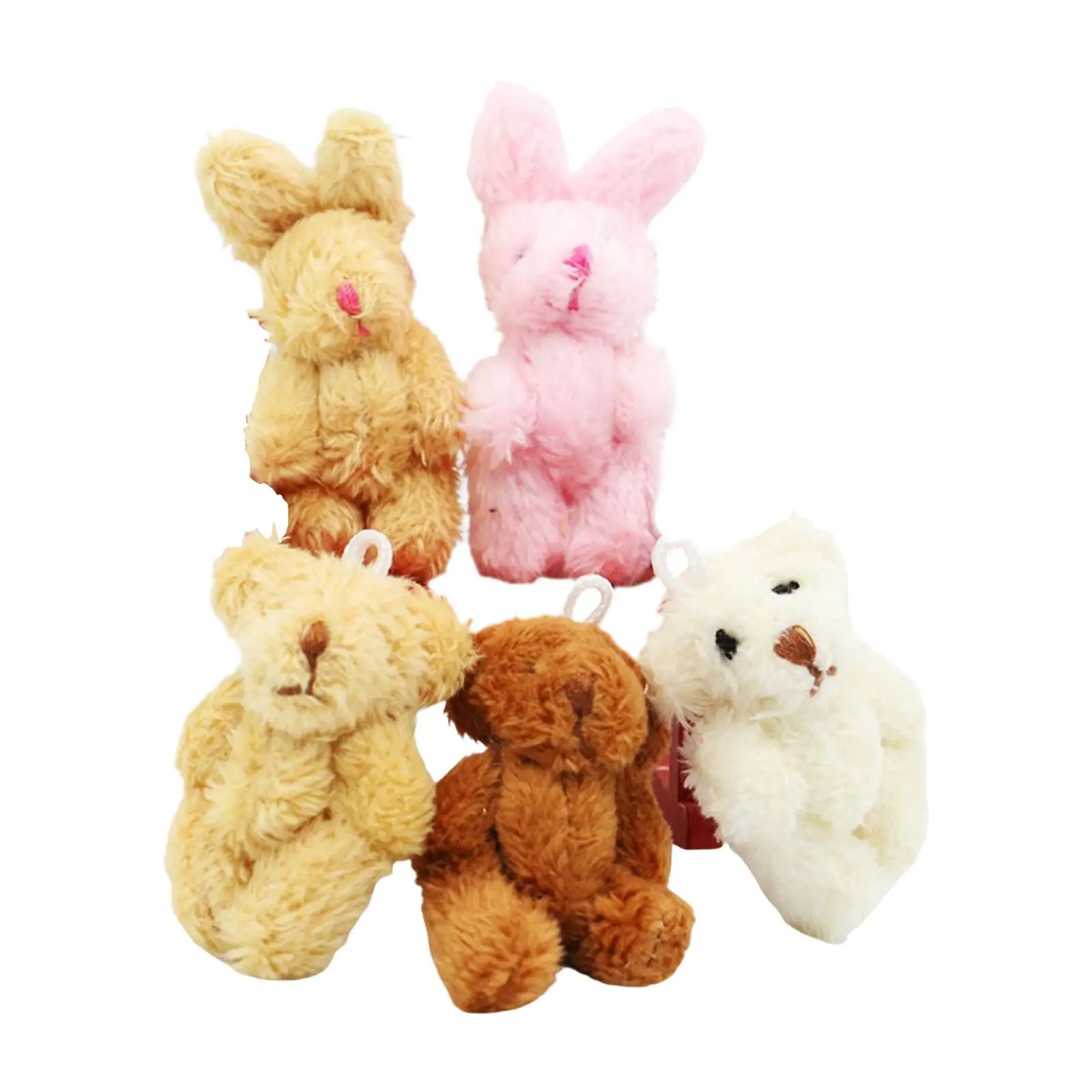 5x 1/12 Miniature Doll Toy Soft DIY Accessories Mini Adorable Photo Props DIY Scene Animal Model Toy Simulation Bear for Easter