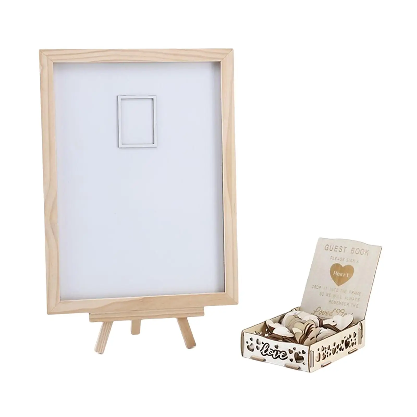 Wedding Guest Book Heart Drop Box, Wooden Rustic Display Picture Frame for Reception, Farmhouse Decoration Sign In Dropbox