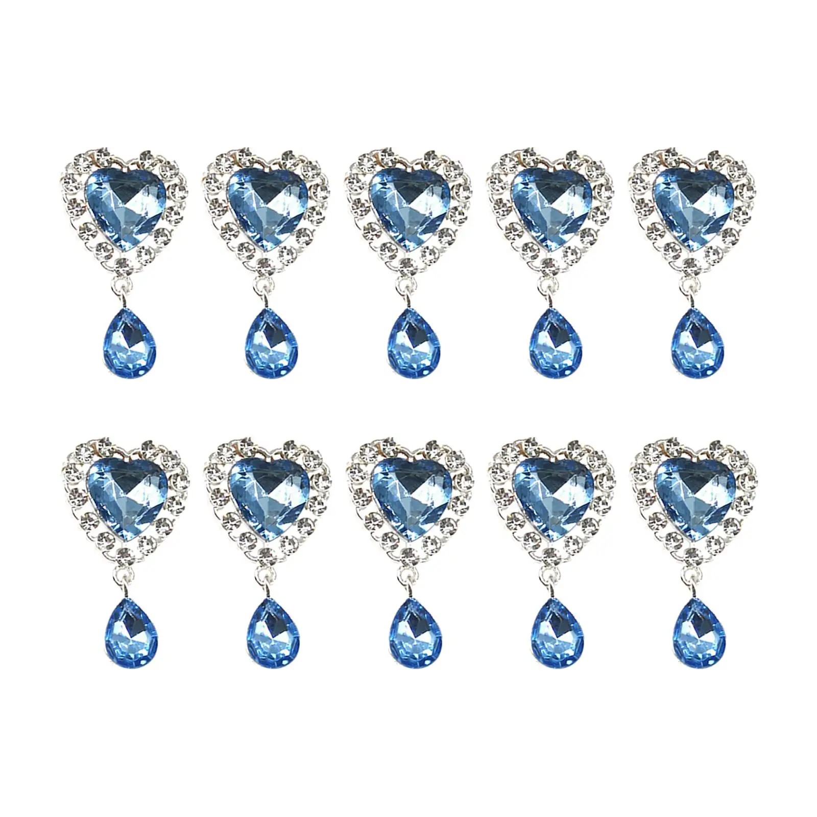 10Pcs Heart Rhinestone Buttons Heart Pendant for DIY Wedding Jewelry Making