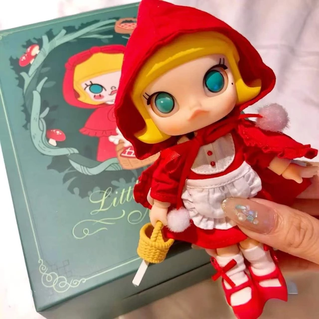 POPMART Molly BJD Red Dress Hat Yellow Hair Cute Figure Movable Joint Body  Baby Kawaii Dolls Toys for Girls Exclusive Release