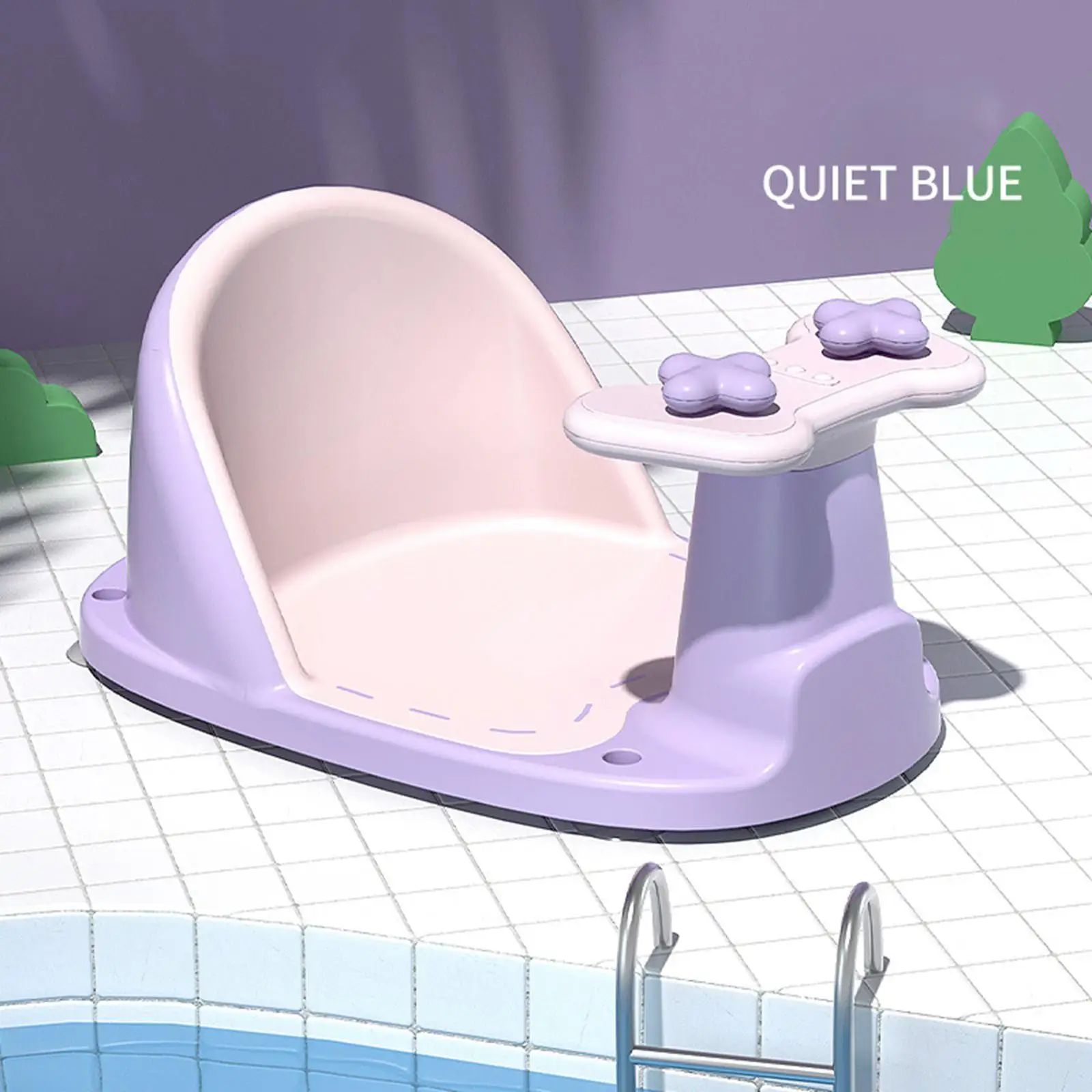 Anti Slip Baby Bathtub Seat Bathtub Chair with Suction Cup Backrest Support for Boys Girls Toddlers 6-18 Months Kids Infant