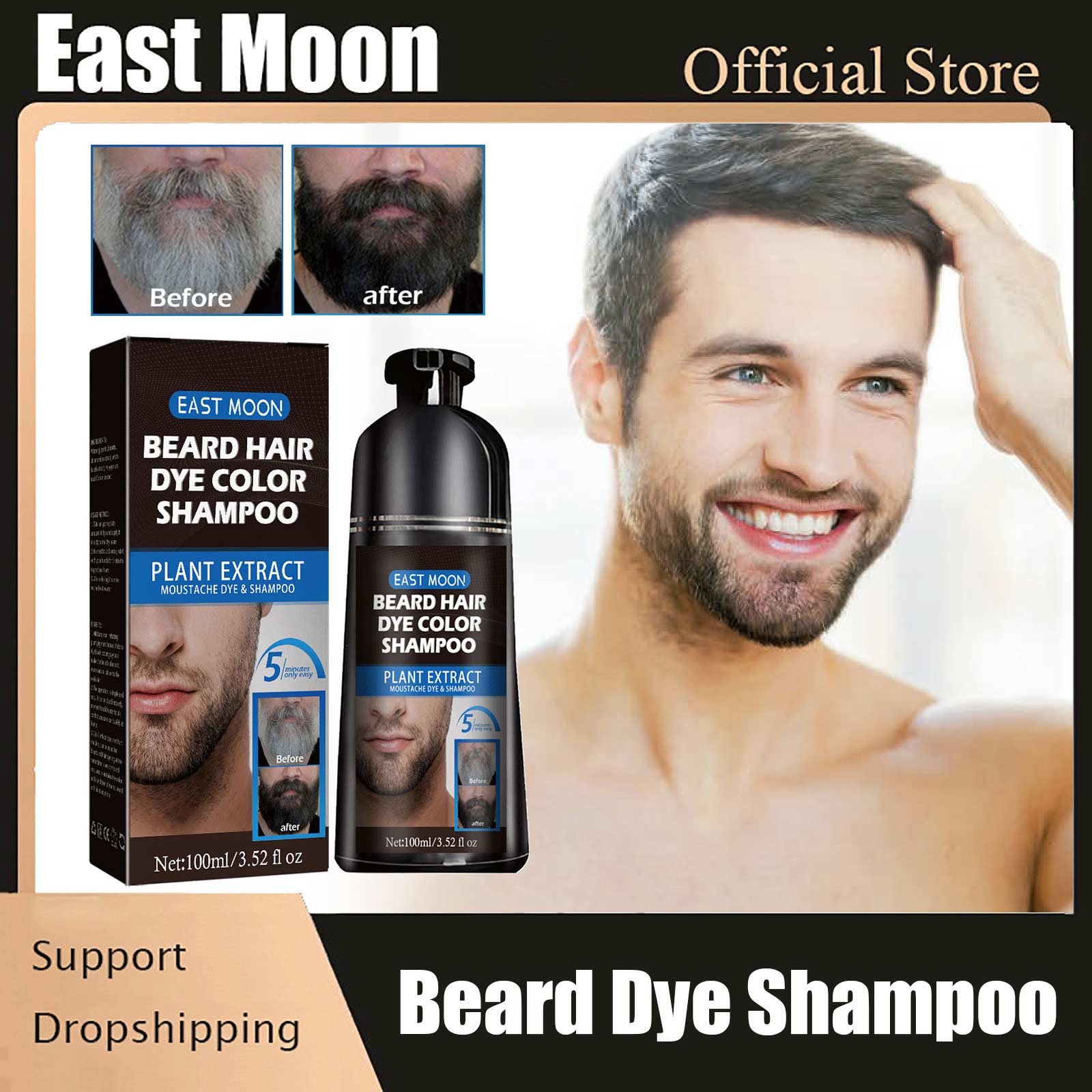 Best of Beard Dye Shampoo For Men Removal White Grey Beard Efficient Repair Fast Hair Color Dye Permanent Beard Blackening Shampoo 100ml Reviews & Tips