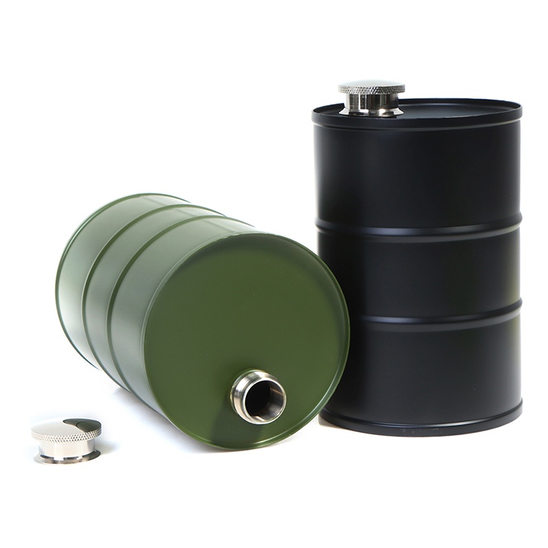 Description Picture 2 of item1Pc 25oz Water Bottle Oil Drums Shape Whisky Flagon Portable Stainless Steel Hip Flask