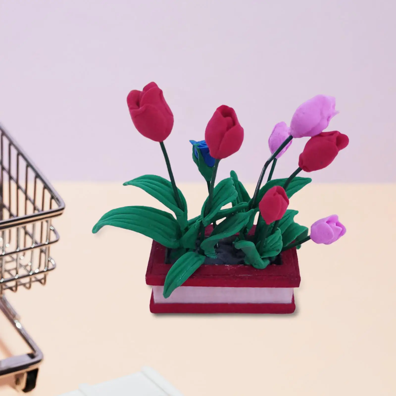 1:12 Scale Miniatures Model Simulation Life Scene Tiny Bonsai Model Dollhouse Flower for Fairy Garden Micro Landscape Decoration