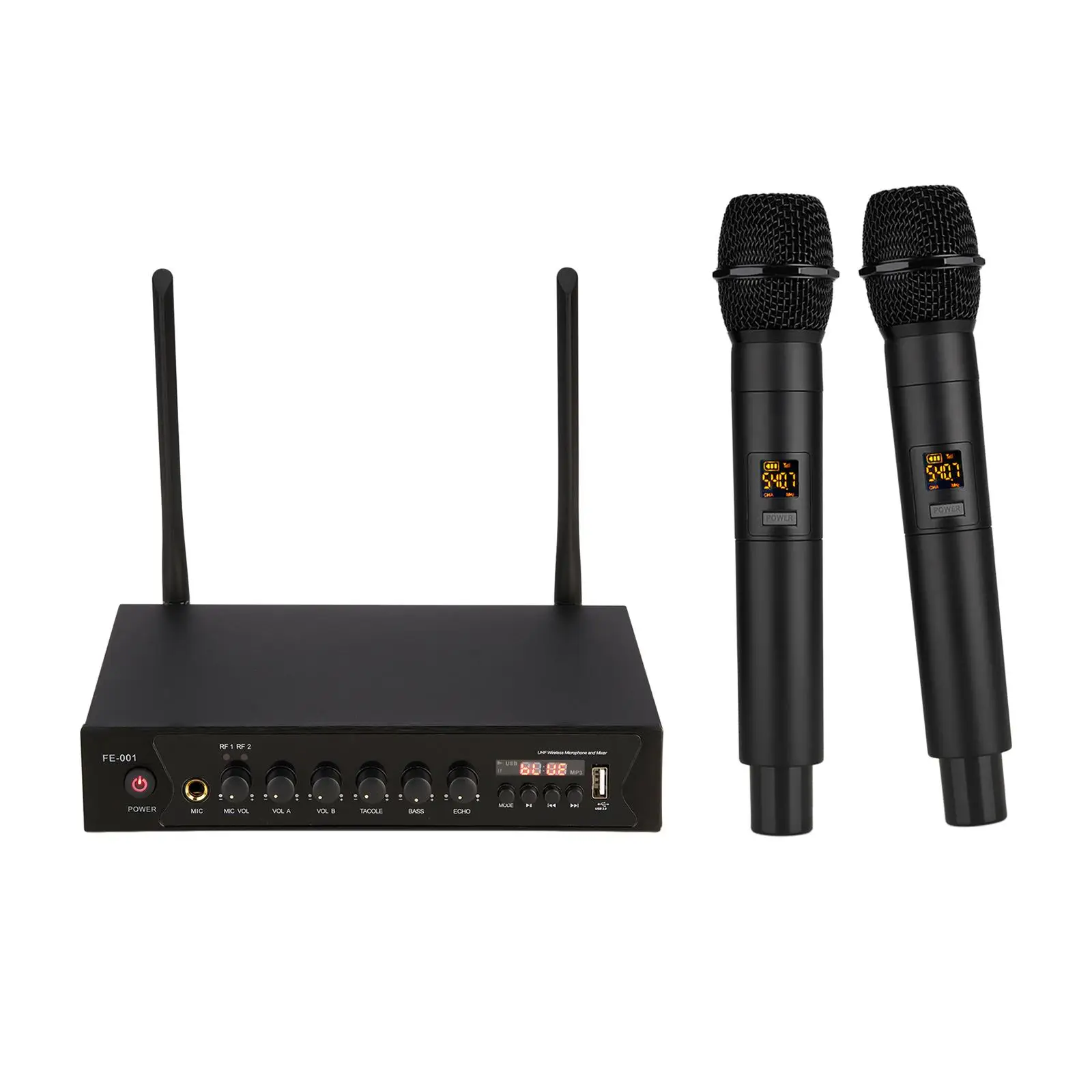Wireless Microphone Professional Metal Cordless Mic Set UHF Wireless Receiver for Amplifie Wedding Laptop Karaoke Singing EUR