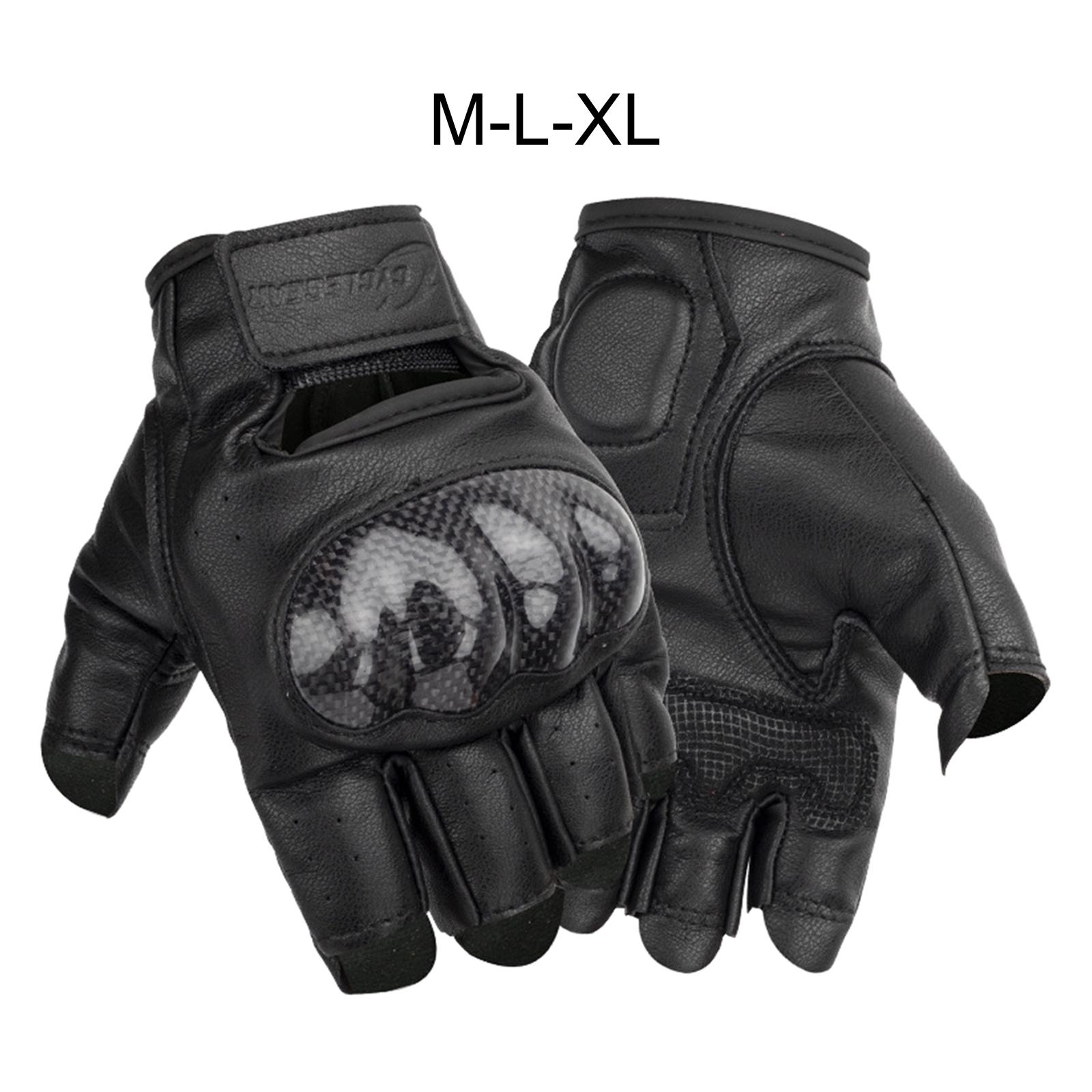 Motorcycle Gloves Half Finger PU Leather Hard Knuckle Anti Slip for Workout Motocross Outdoor Sport Driving Summer