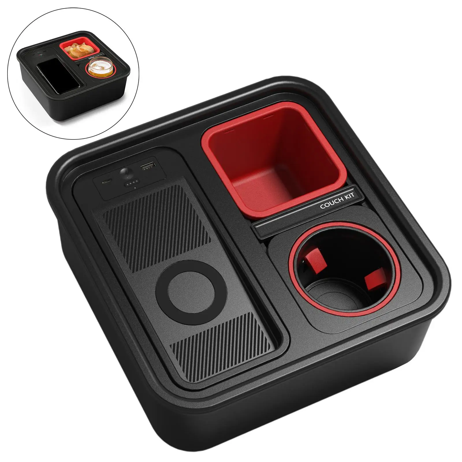 Cup Holder Removable 750ml Self Balancing Storage Freestanding Creative Wireless Sofa Tray for Bed Travel Couch Video Gaming Car